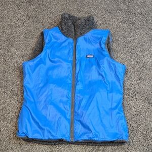 Patagonia Women Blue Reversible Fleece Vest Sz XXS